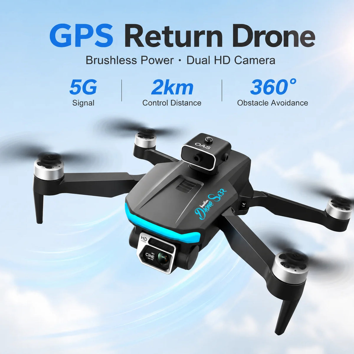 ZNLYRION Dual Camera Foldable RC Drone With Optical Flow Hover