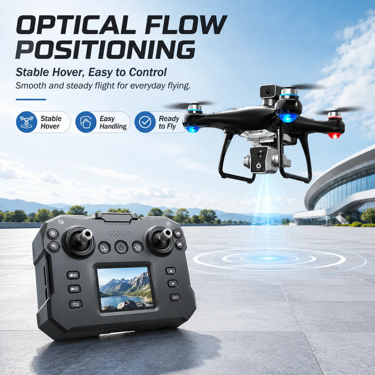 ZNLYRION Brushless Drone With Screen Remote and Dual HD Cameras