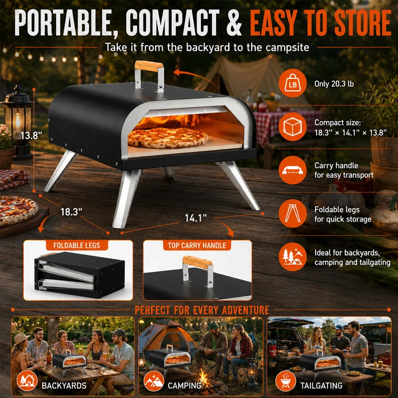 Portable Outdoor Propane Pizza Oven With Pizza Stone