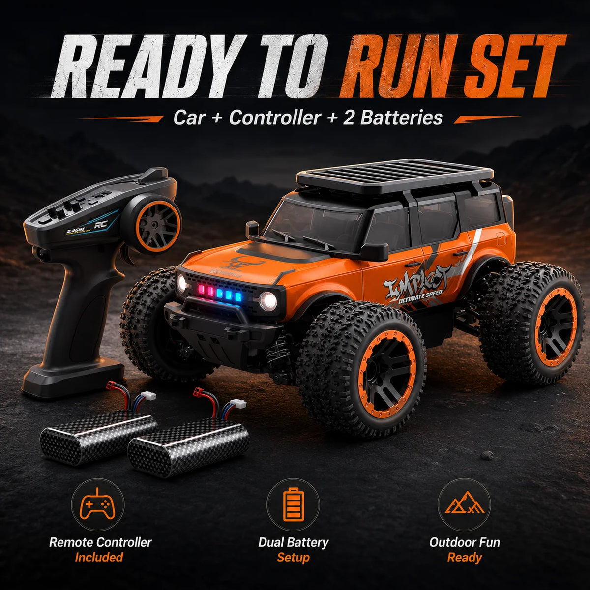 ZNLYRION 4WD Remote Control Off Road Truck With LED Lights