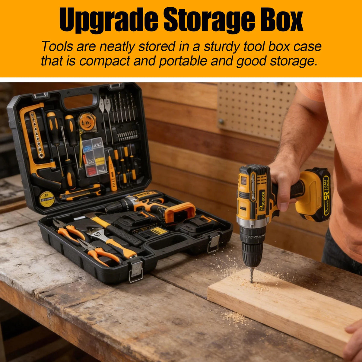 RHOVIXSTAR Cordless Drill Set With 42Nm Torque Two Speed Control