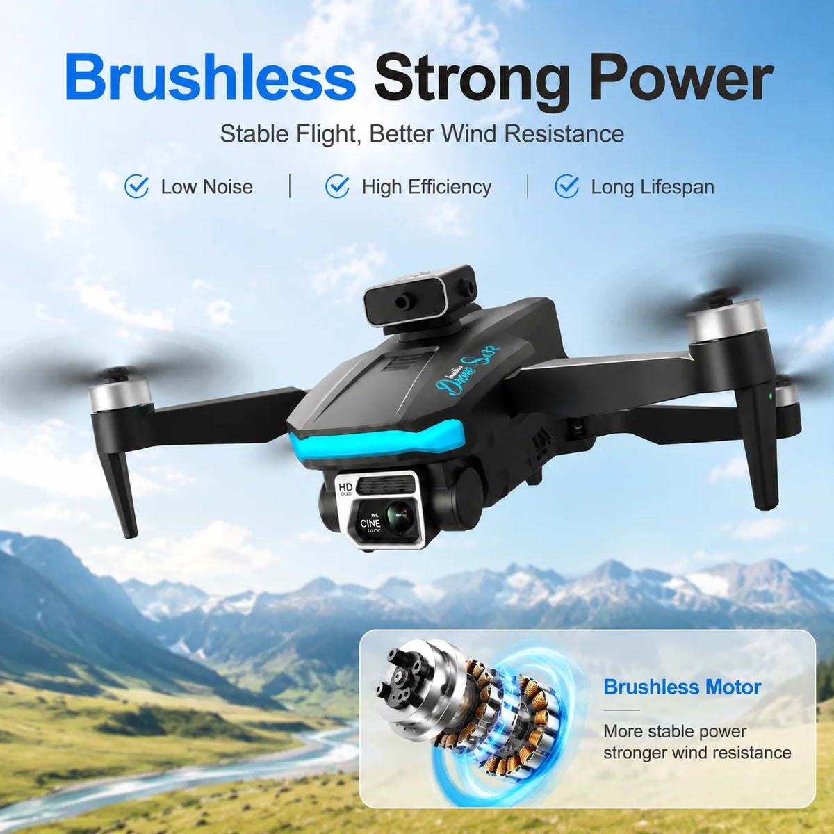 ZNLYRION Dual Camera Foldable RC Drone With Optical Flow Hover