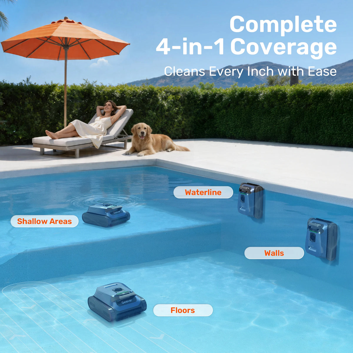 GOSVOR LiteVac G1 Robotic Pool Vacuum With Wall Cleaning