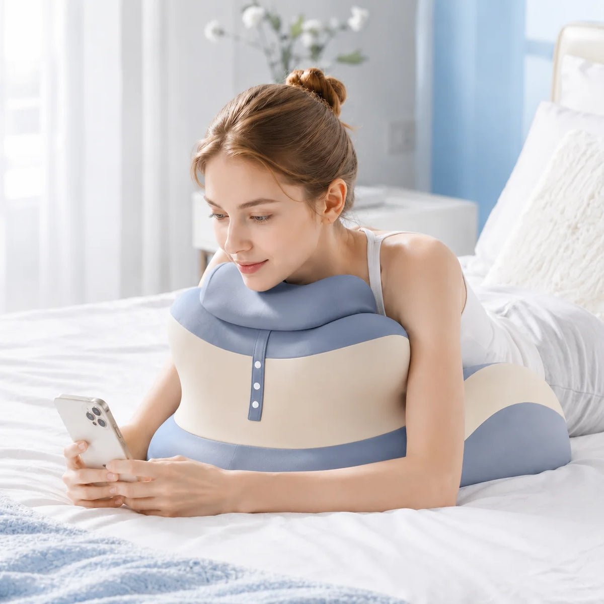Ergonomic Memory Foam Reading Pillow With Removable Headrest For Bed Comfort