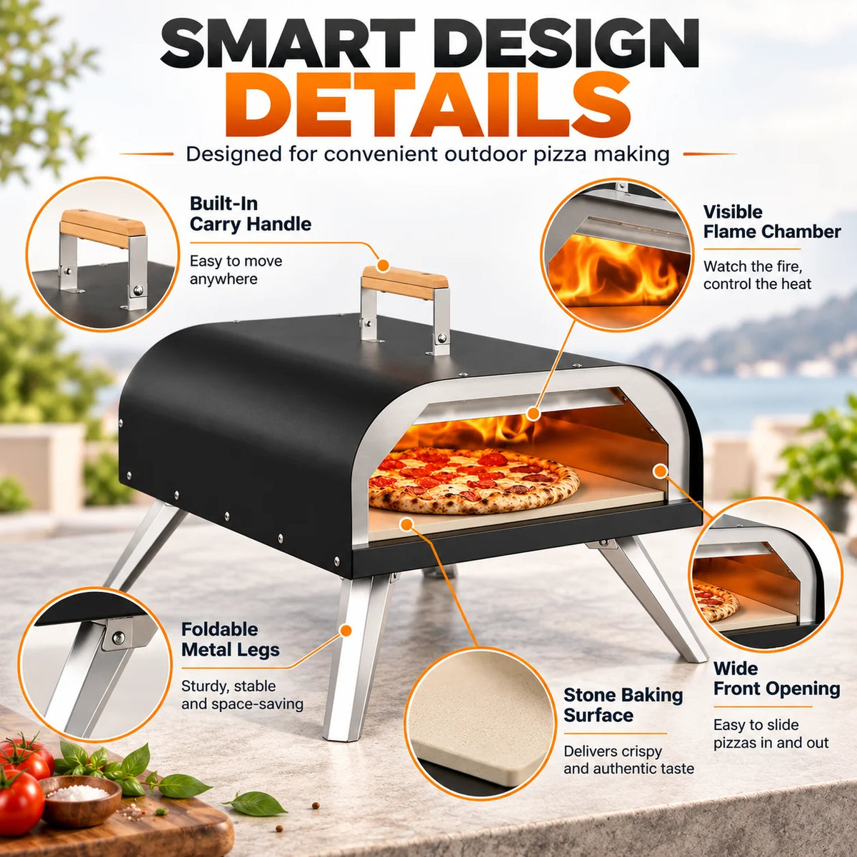 Portable Outdoor Propane Pizza Oven With Pizza Stone