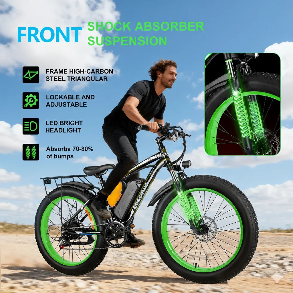 1000W Fat Tire Electric Bike With 48V 20Ah Battery