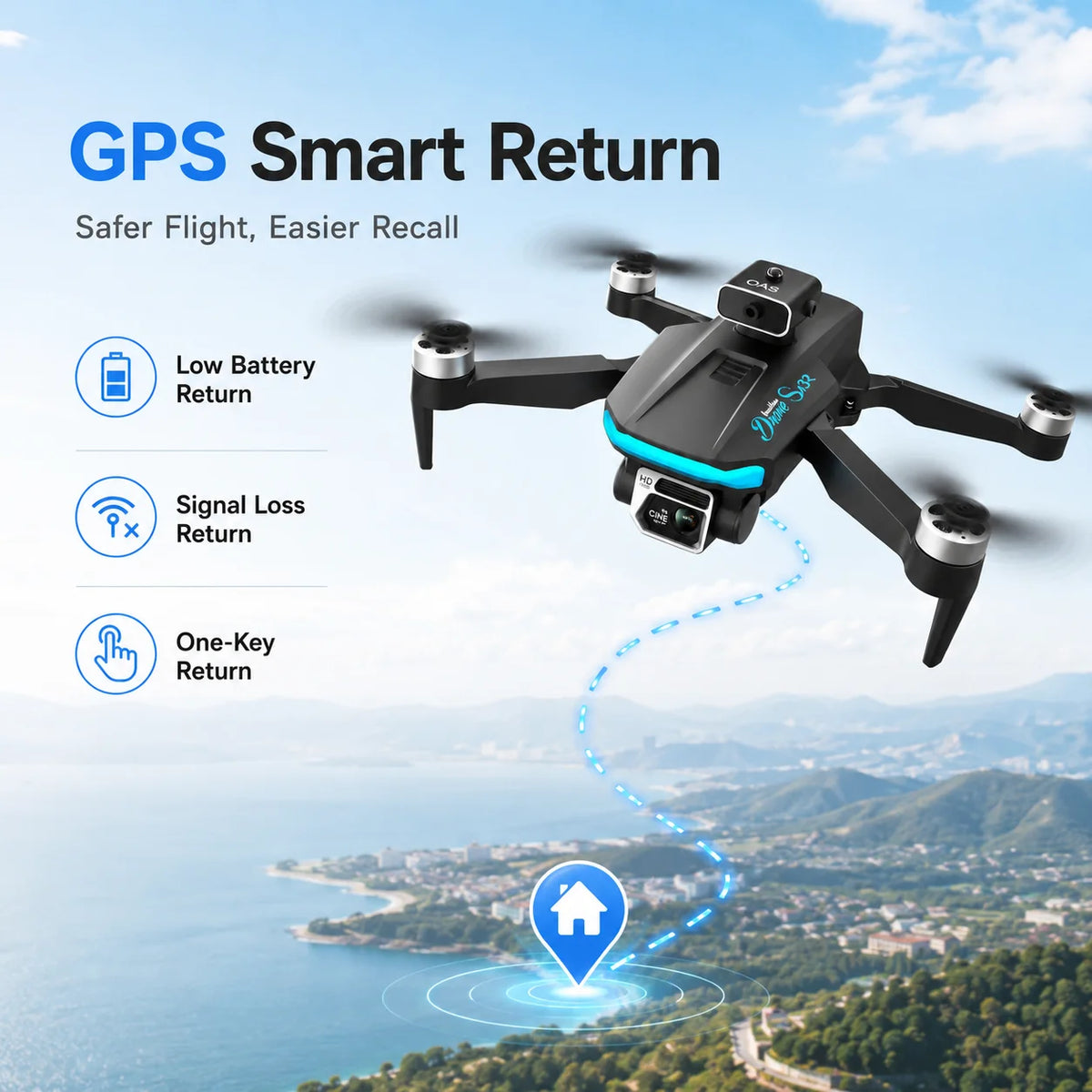 ZNLYRION Dual Camera Foldable RC Drone With Optical Flow Hover