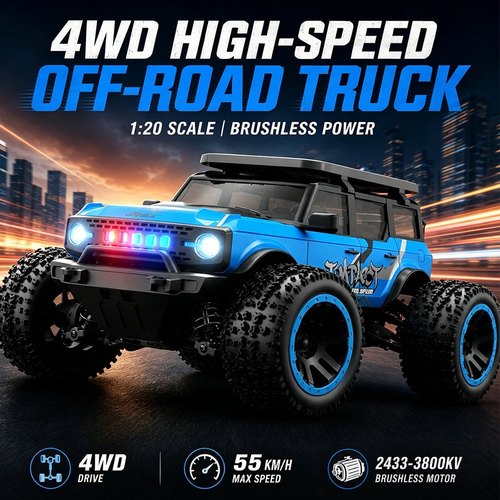 ZNLYRION 4WD Remote Control Off Road Truck With LED Lights
