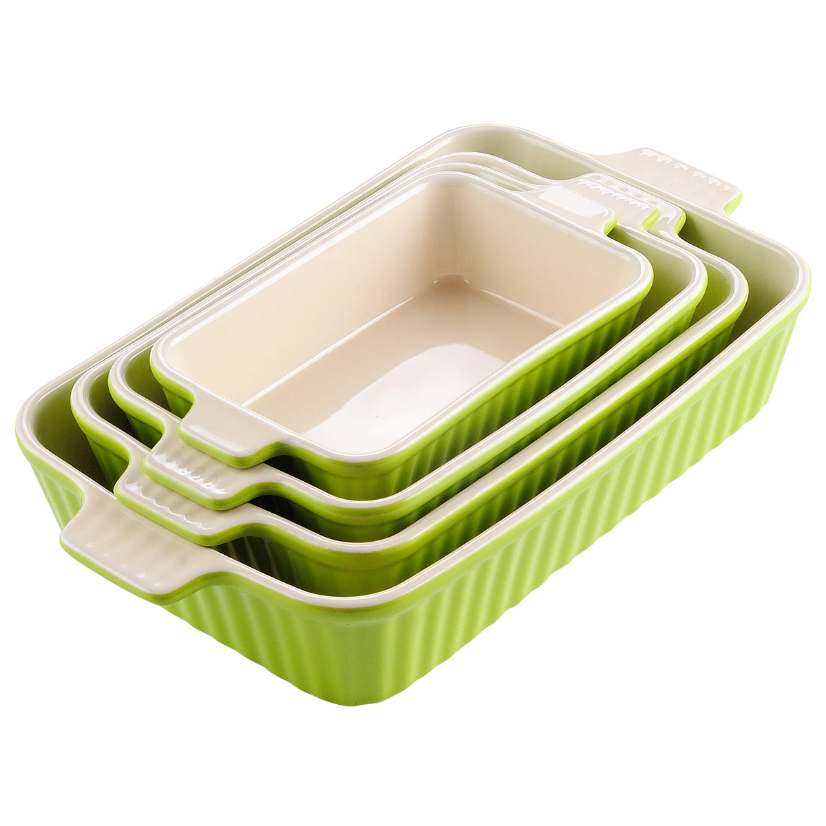 MALACASA Ceramic Baking Dish Set With Handles For Casseroles and Pies
