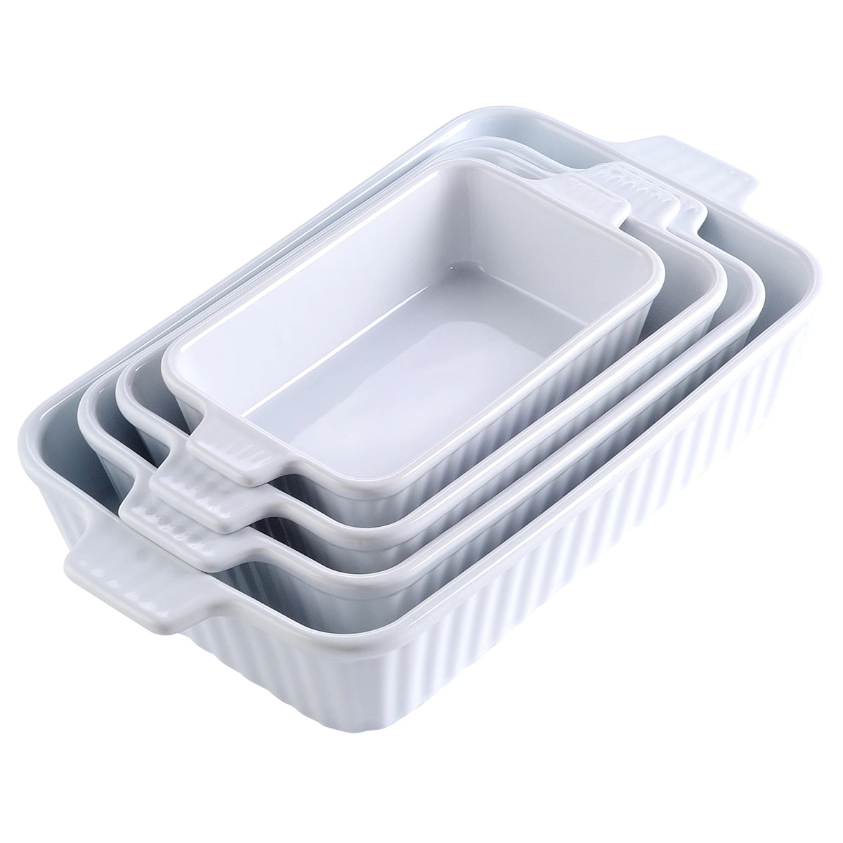 MALACASA Ceramic Baking Dish Set With Handles For Casseroles and Pies