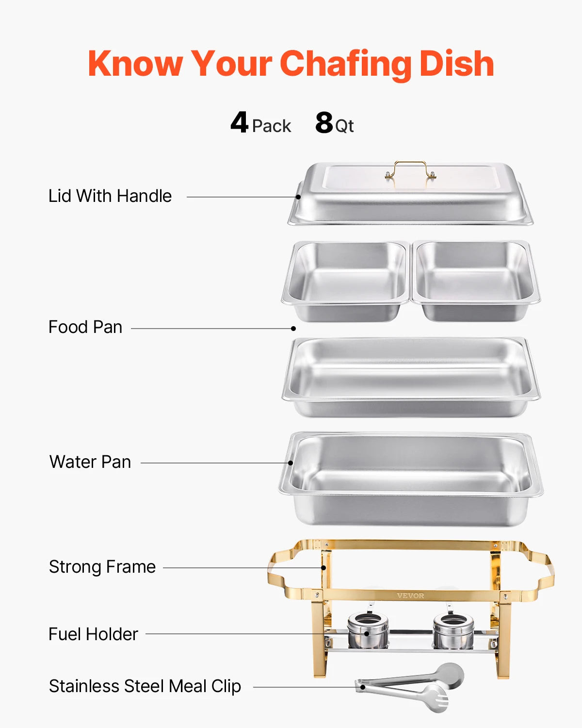 SucceBuy Stainless Steel Chafing Dish Buffet Set With Serving Pans