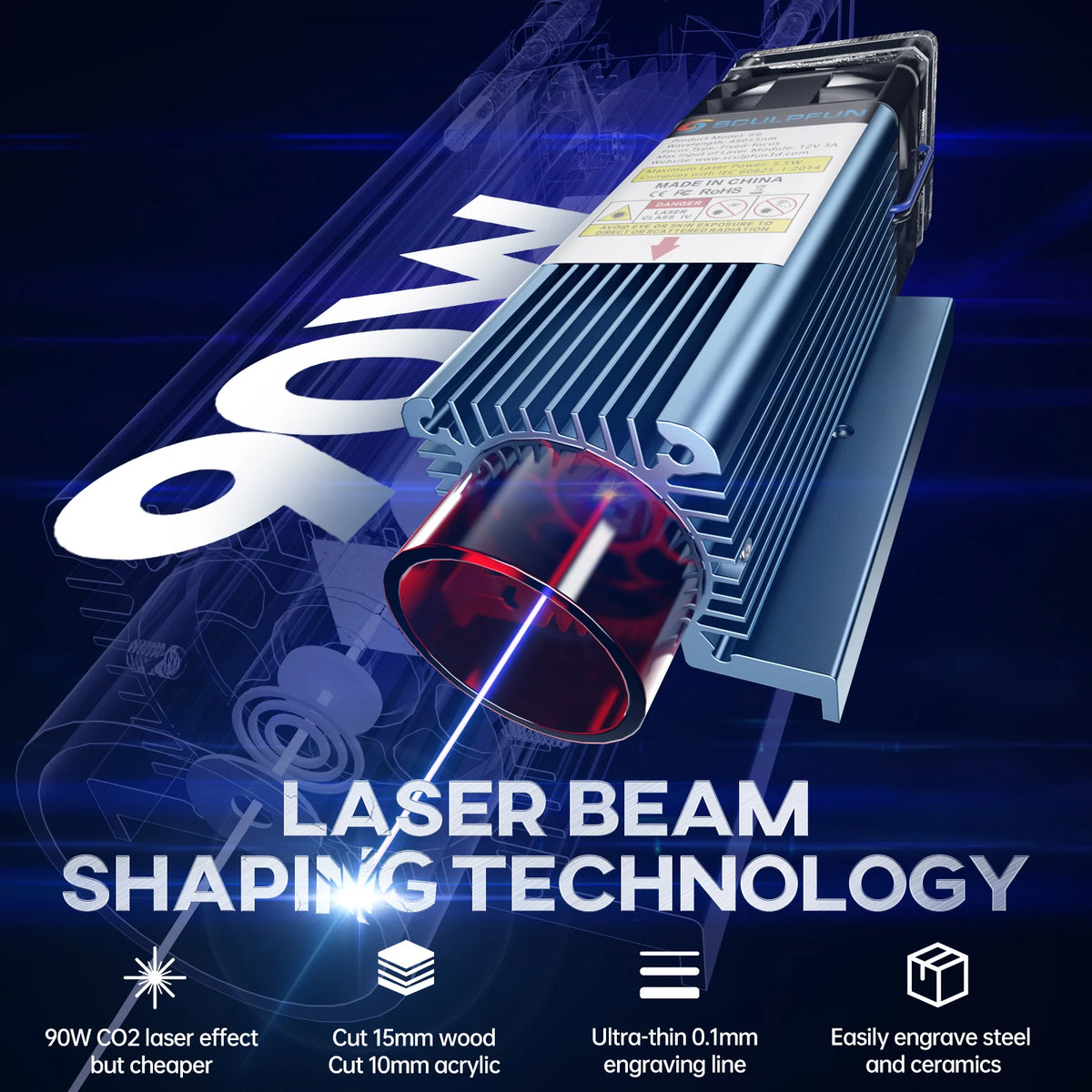 SCULPFUN S9 Laser Engraving Machine With Beam Shaping Technology