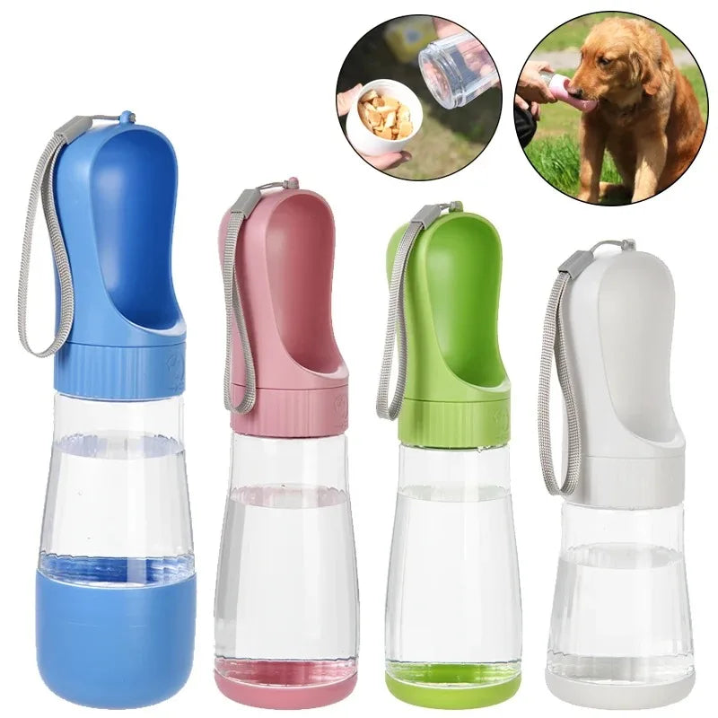 Portable Two In One Glass Pet Travel Water Bottle Dispenser