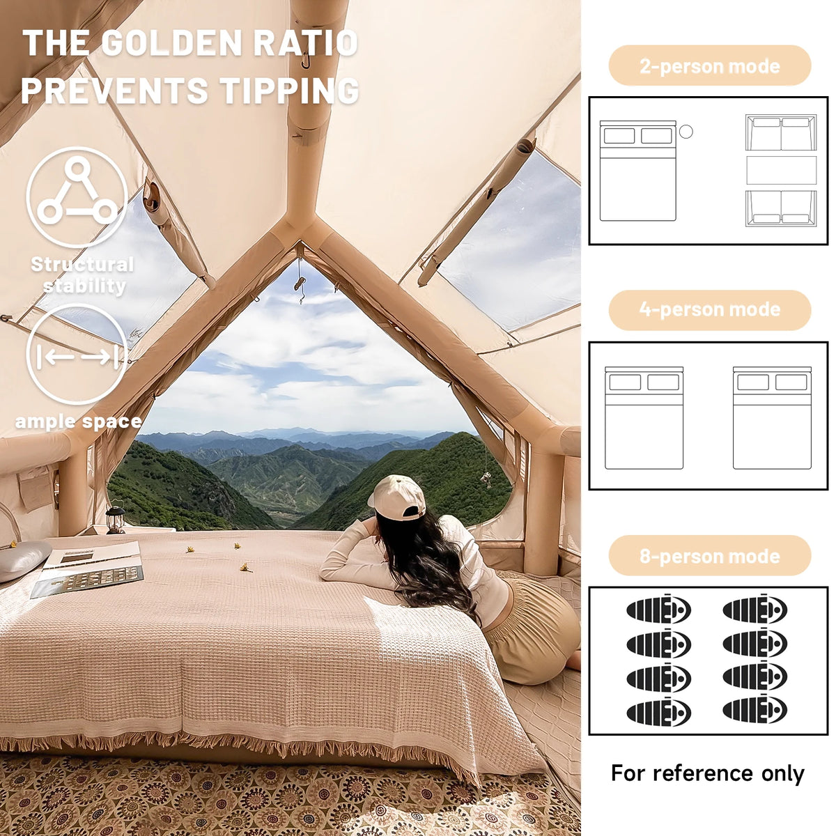 Pakicetus Inflatable Camping Tent With Skylight And Quick Setup