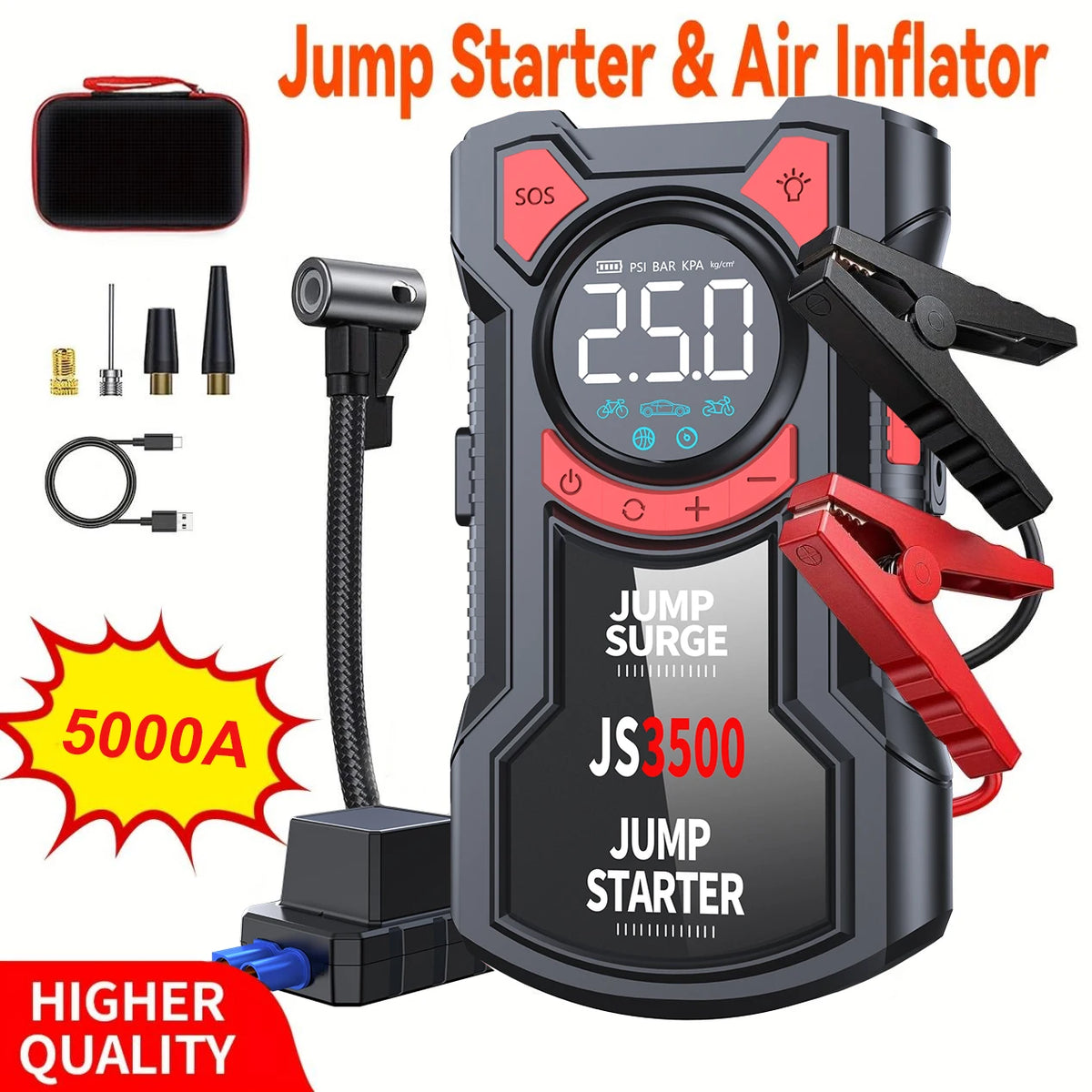PAIVIROKU Multifunctional Air Pump Jump Starter With Digital Inflator