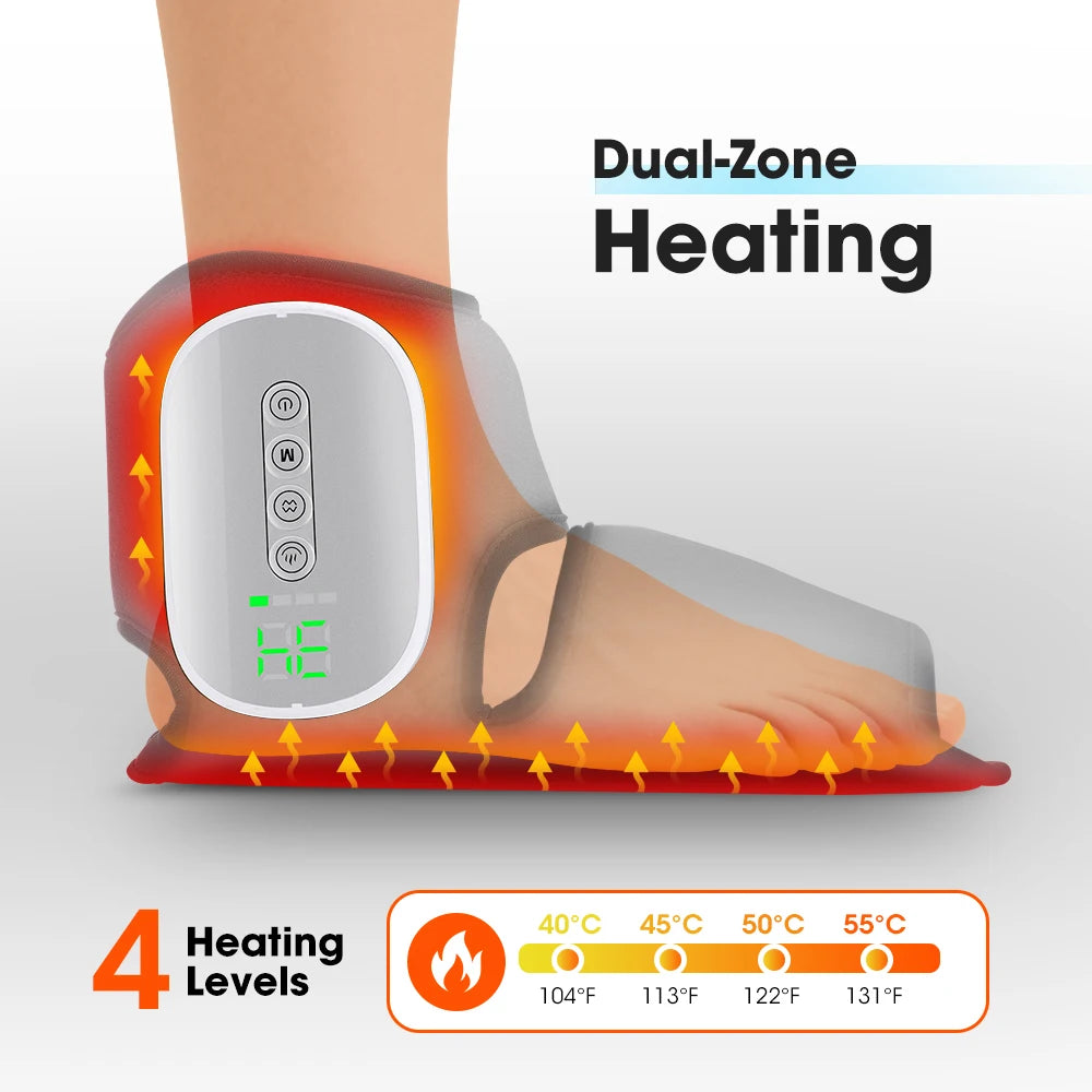 Hailicare Heated Ankle Foot Massager With Air Compression And Heat