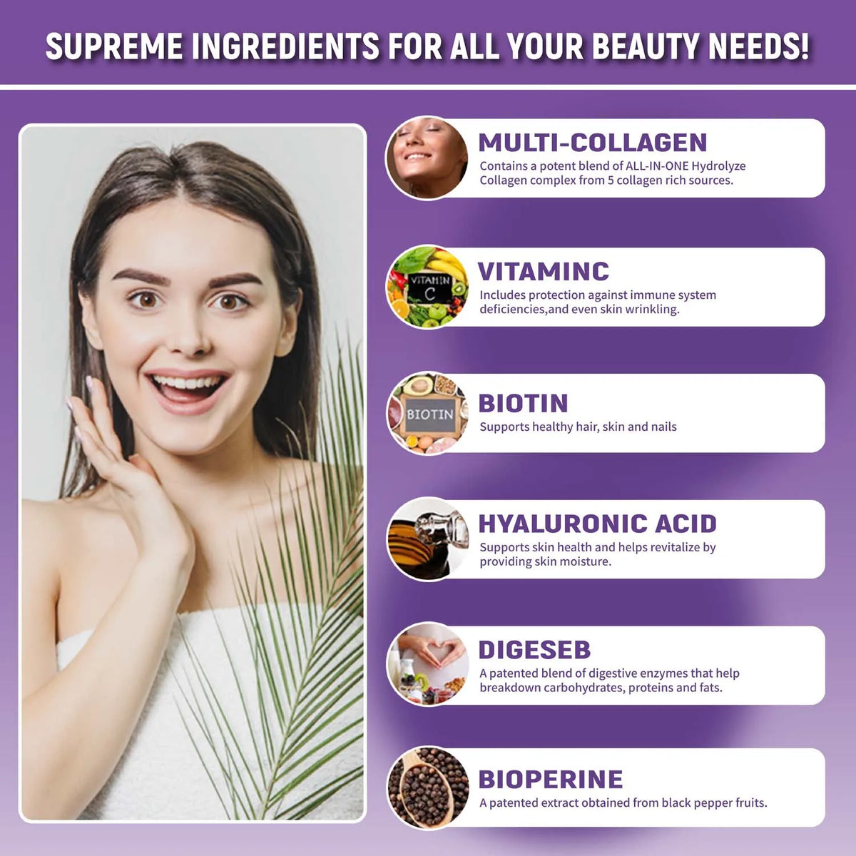 Collagen Gummies With Biotin Vitamin C For Skin Hair Support