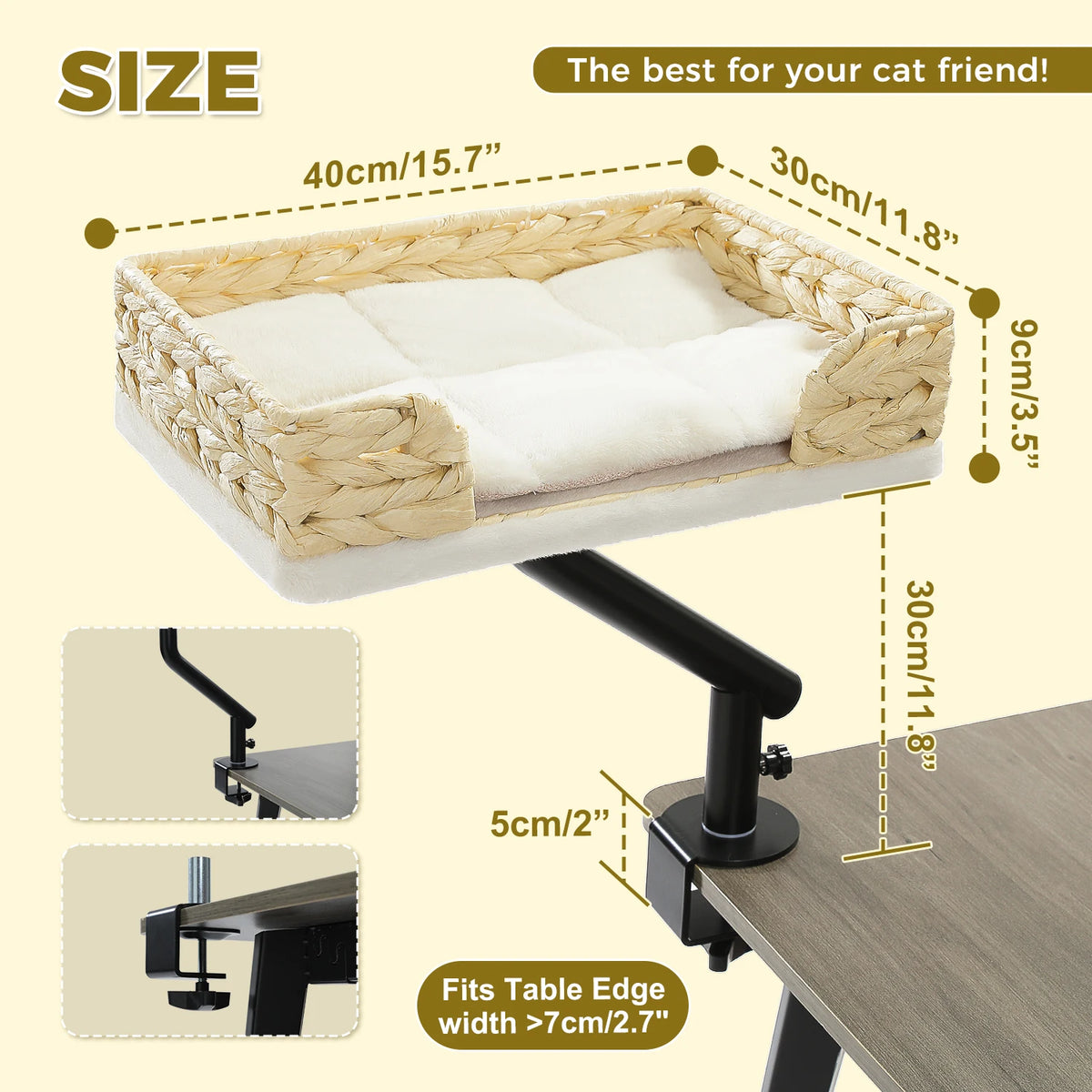 PAWZ Road Rotatable Cat Desk Bed With Adjustable Hammock Stand