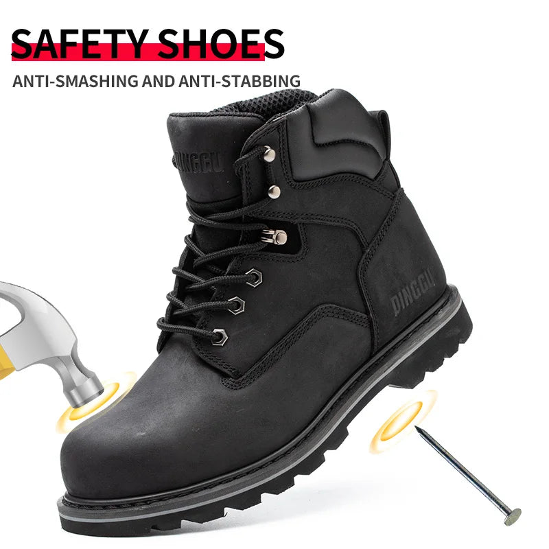 Steel Toe Safety Work Boots With Puncture Resistant Protection