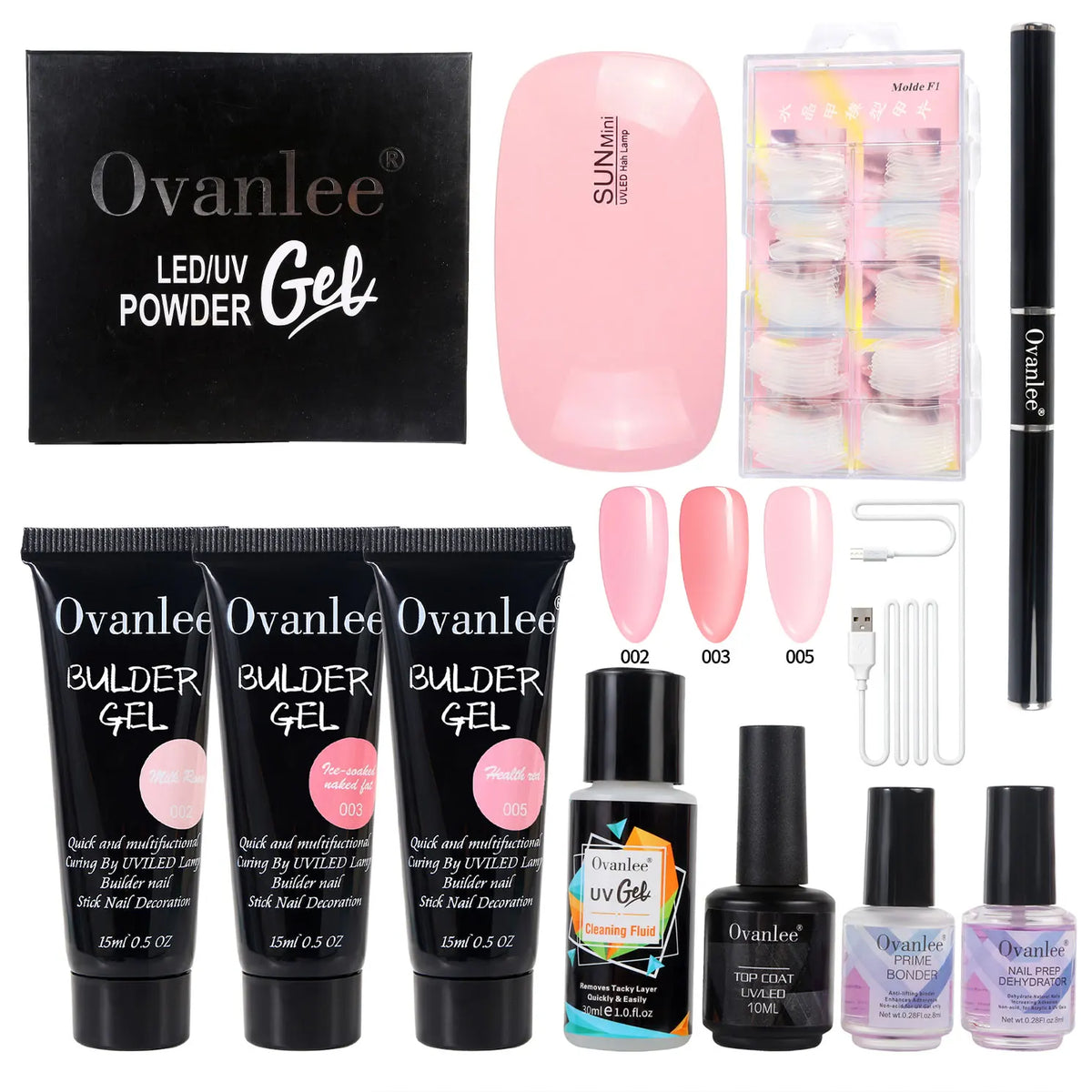 Ovanlee Builder Gel Nail Kit With UV Lamp And Primer