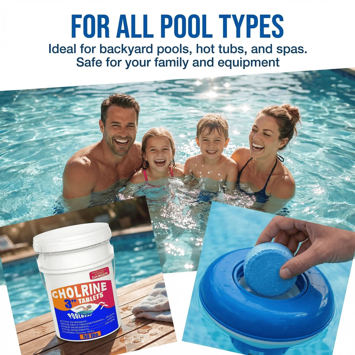 Slow Dissolving Stabilized Chlorine Tablets for Pools and Spas