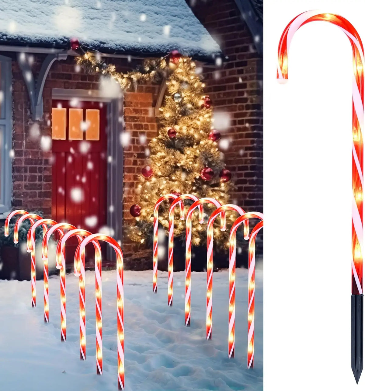 Joyfy Prelit Candy Cane Pathway Marker Lights for Christmas Decorations