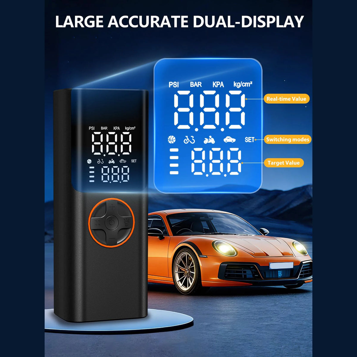 Portable Tire Inflator Air Compressor With Digital Pressure Gauge