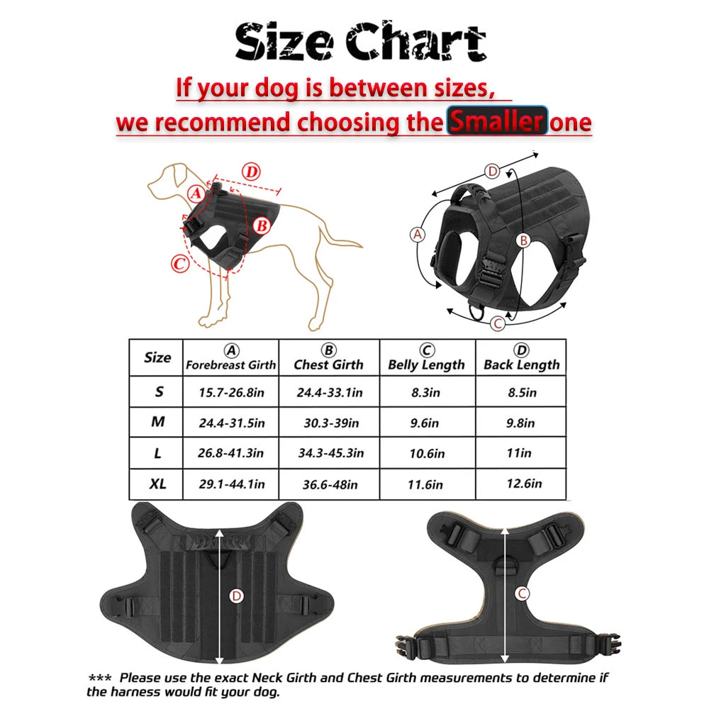 Petravel Tactical Dog Harness With Molle Pouches And Quick Release