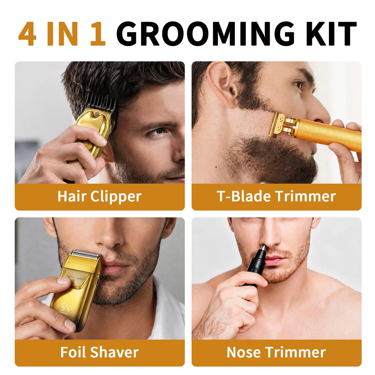 Men's Grooming Kit With Hair Clipper, Foil Shaver And Trimmer