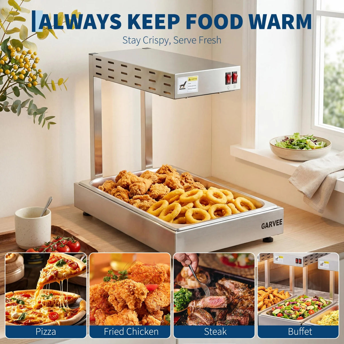 HiMISS Commercial Infrared Food Warmer Lamp for Buffets and Restaurants