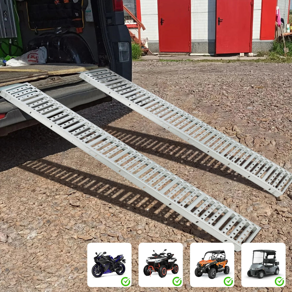 HiMISS Heavy Duty Steel Loading Ramps With Anti Slip Surface