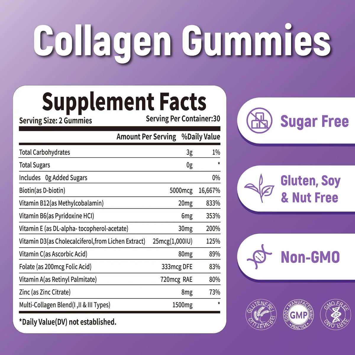 Collagen Gummies With Biotin Vitamin C For Skin Hair Support