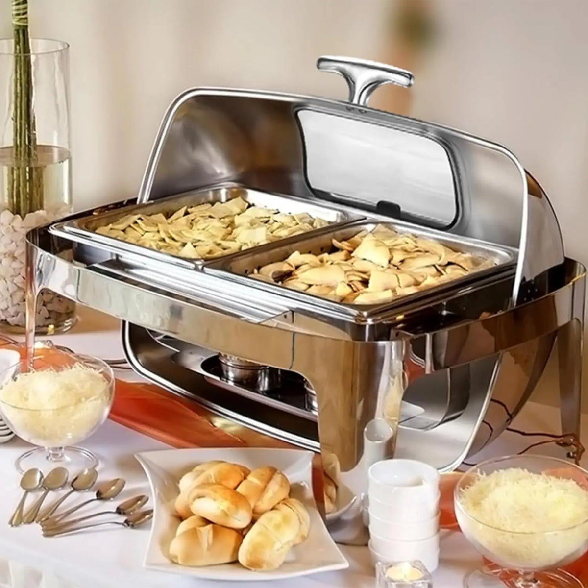 HiMISS Stainless Steel Roll Top Chafing Dish Buffet Food Warmer