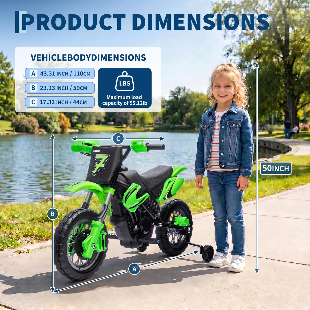HiMISS Kids Electric Motorcycle Ride On Toy With Training Wheels