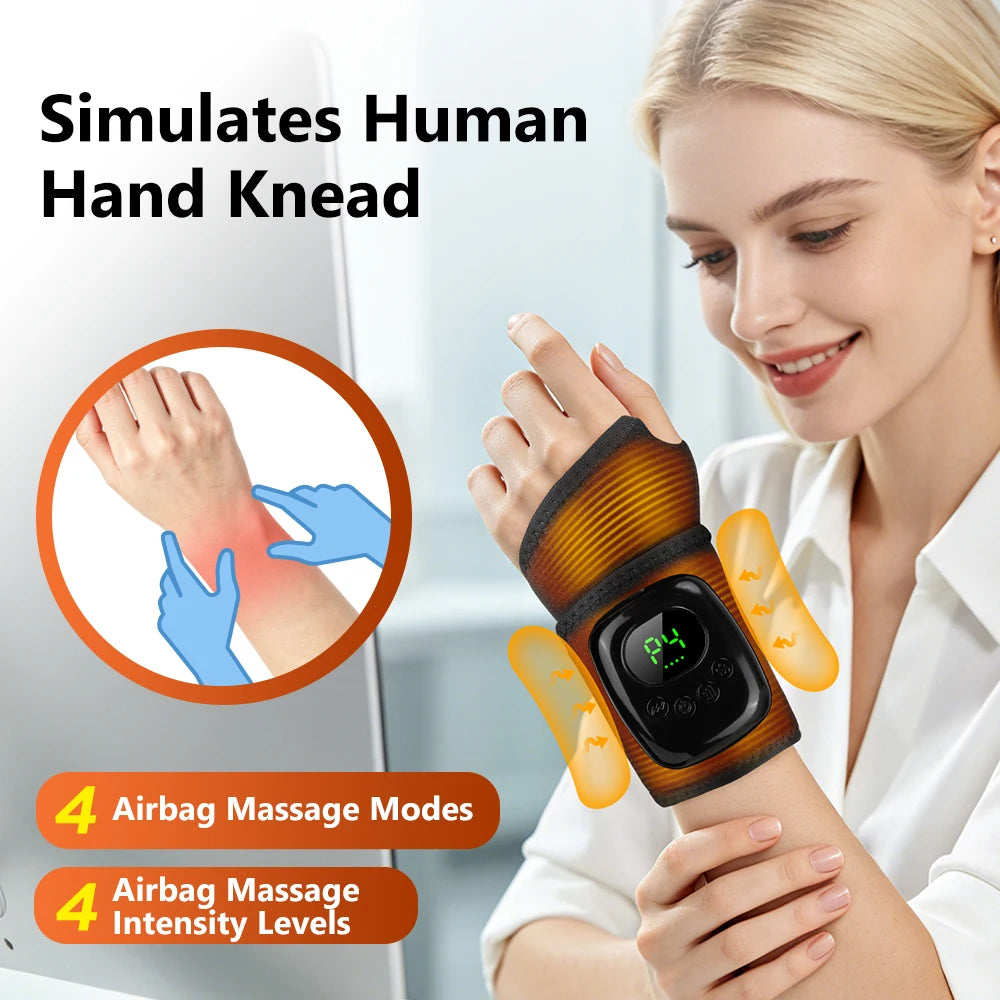 Hailicare Cordless Heated Wrist Massager With Four Air Compression Modes