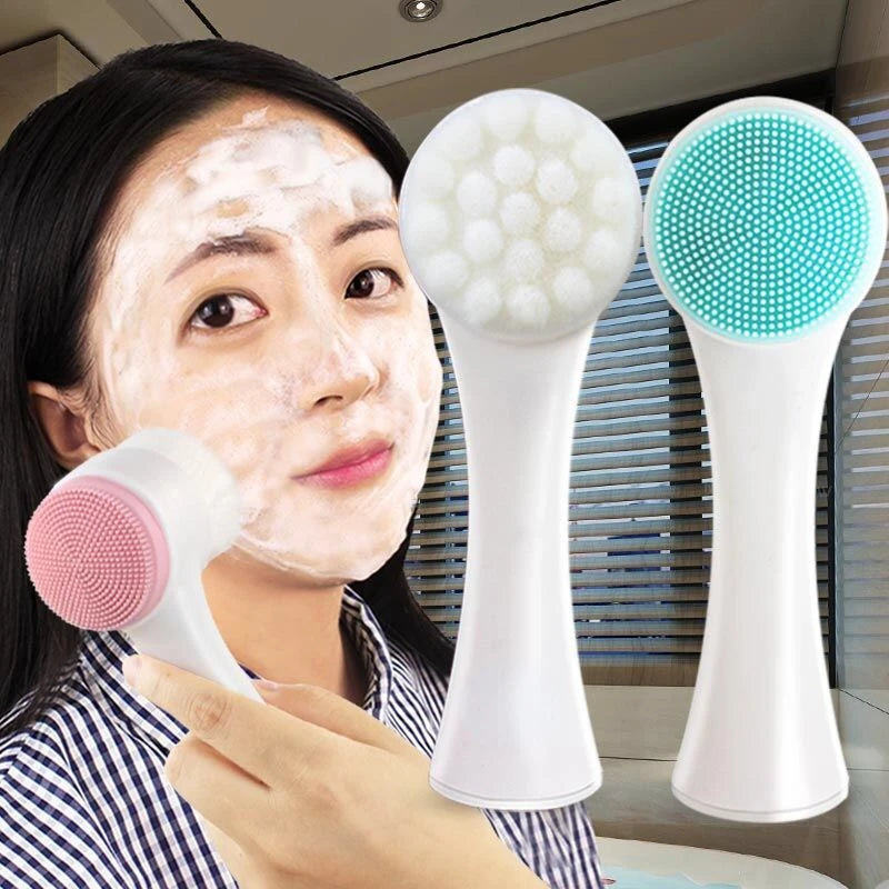 Double Sided Silicone Facial Cleansing Brush For Deep Pore Cleaning
