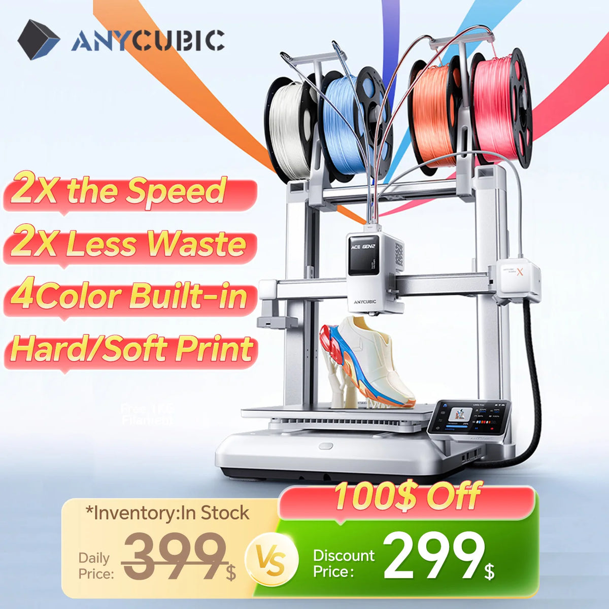 ANYCUBIC Kobra X High Speed 3D Printer With Four Color Printing