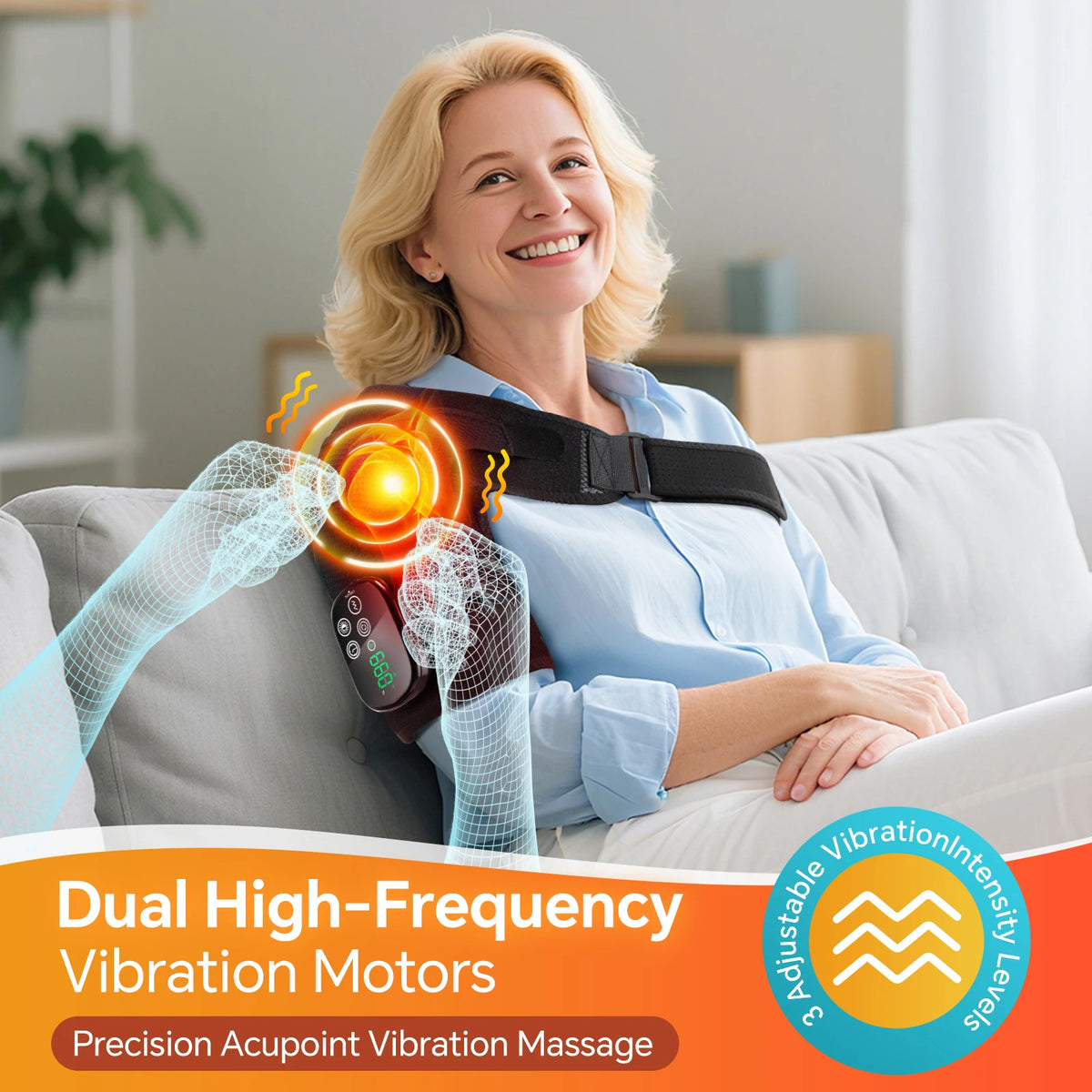 Hailicare Red Light Infrared Heating Vibration Shoulder Massage Pad