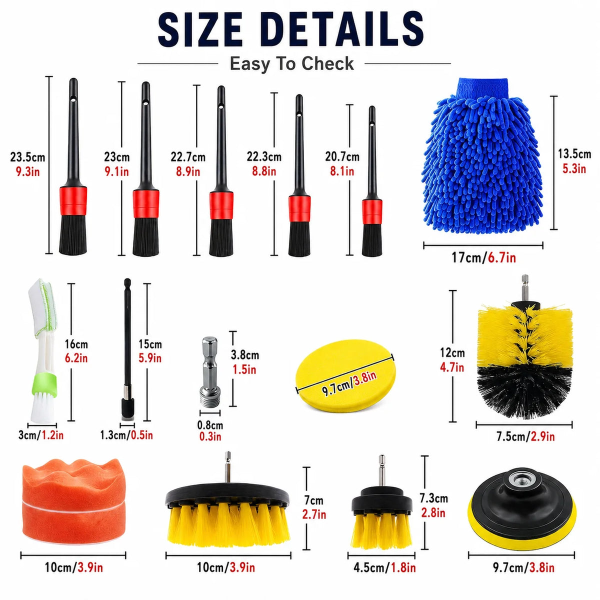 Car Detailing Cleaning Kit With Brushes Towels And Drill Scrubber