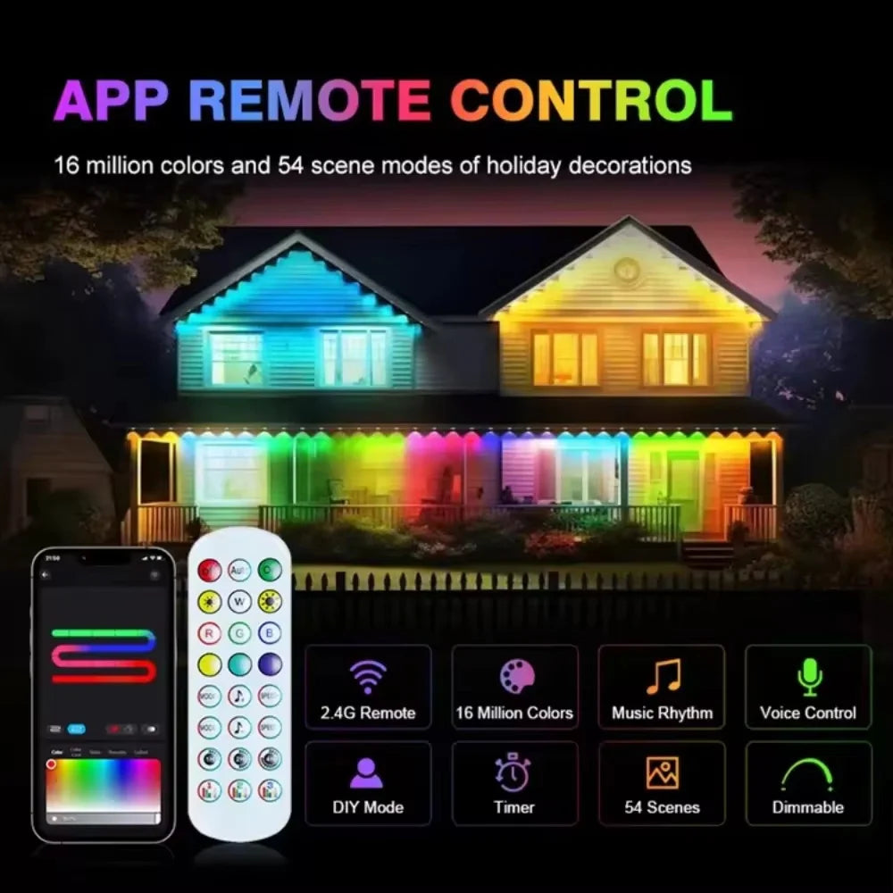 Smart IP67 Outdoor Eave LED Lights With App Remote Control