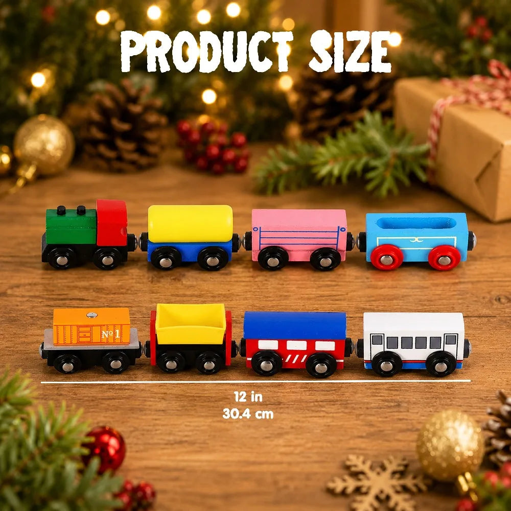 Joyfy Wooden Train Advent Calendar With Magnetic Cars Christmas Gift