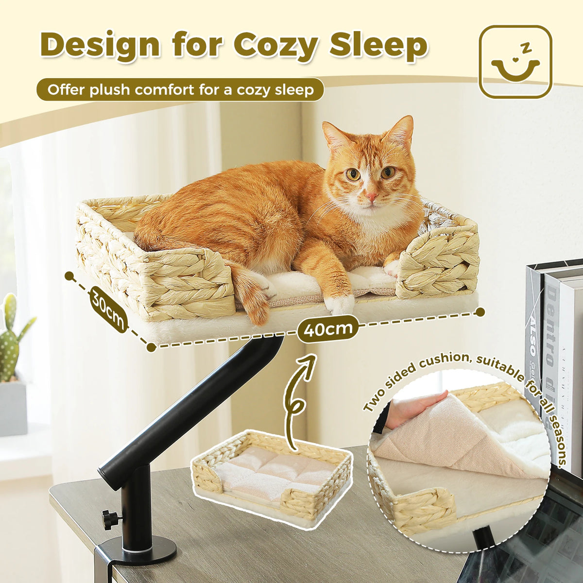 PAWZ Road Rotatable Cat Desk Bed With Adjustable Hammock Stand