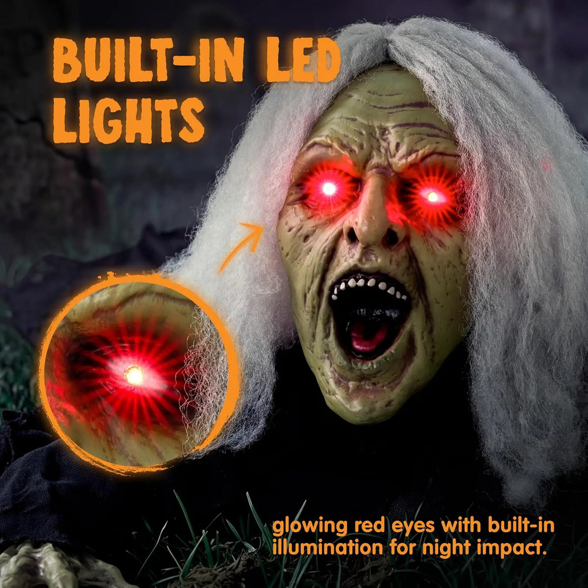 Joyfy Zombie Witch Halloween Decoration With Sound And Lighted Eyes