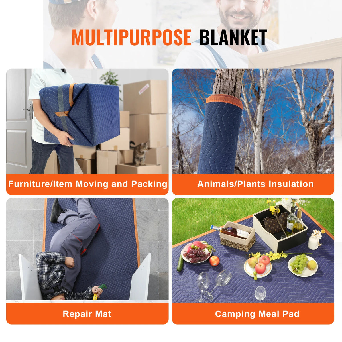 SucceBuy Heavy Duty Moving Blankets for Furniture and Appliance Protection