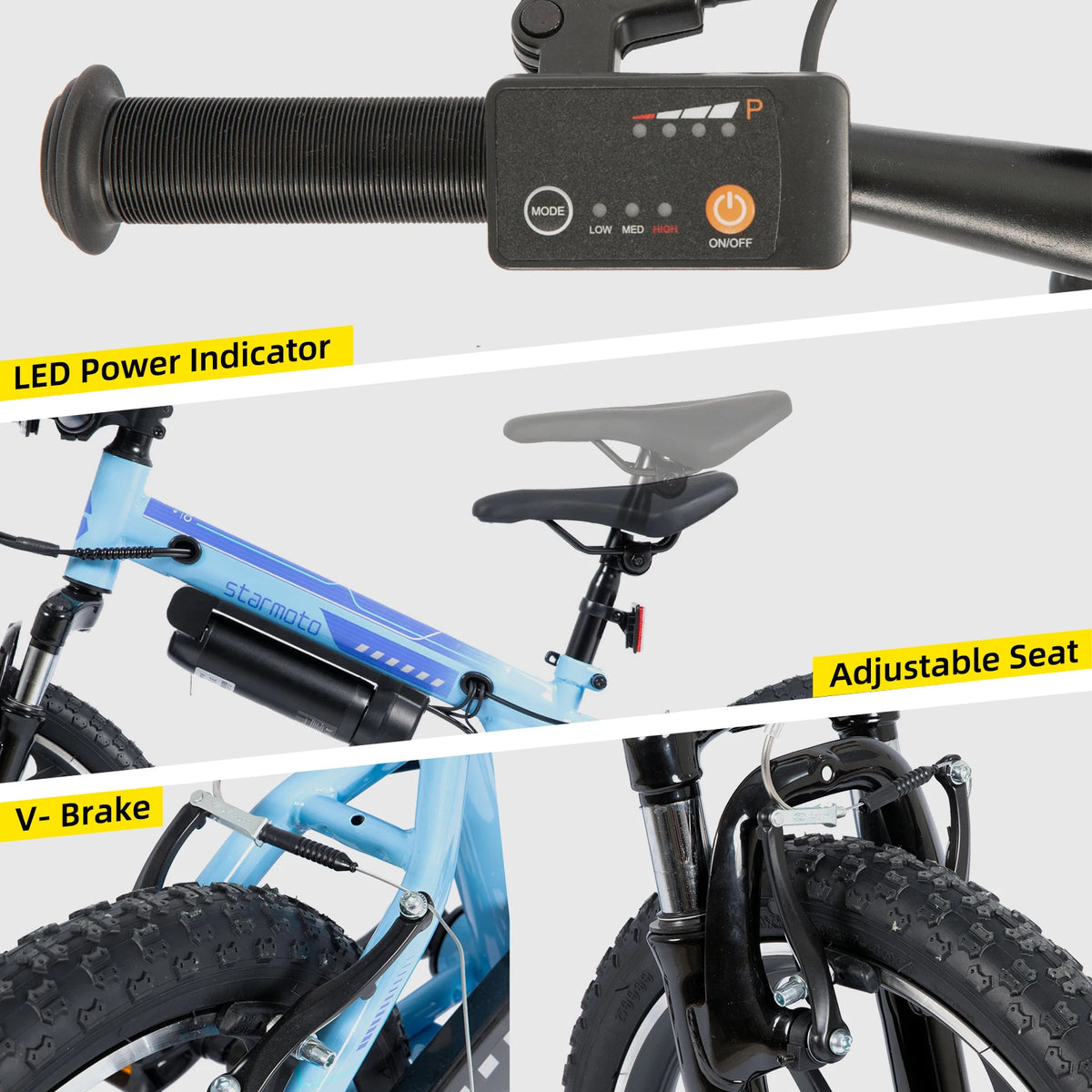 JOYSTAR Kids Electric Mountain Bike With Removable Battery