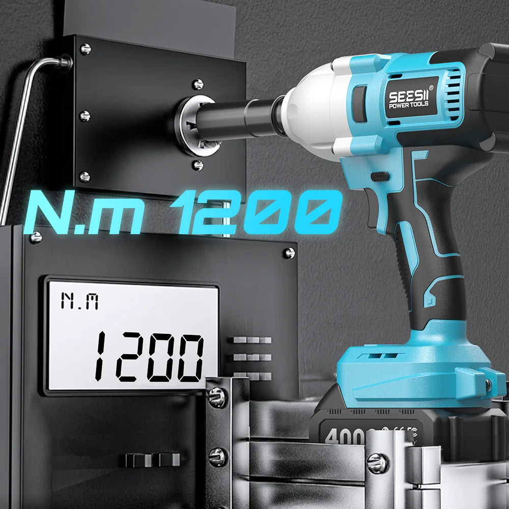 Seesii Brushless Cordless Impact Wrench With LED Light Kit