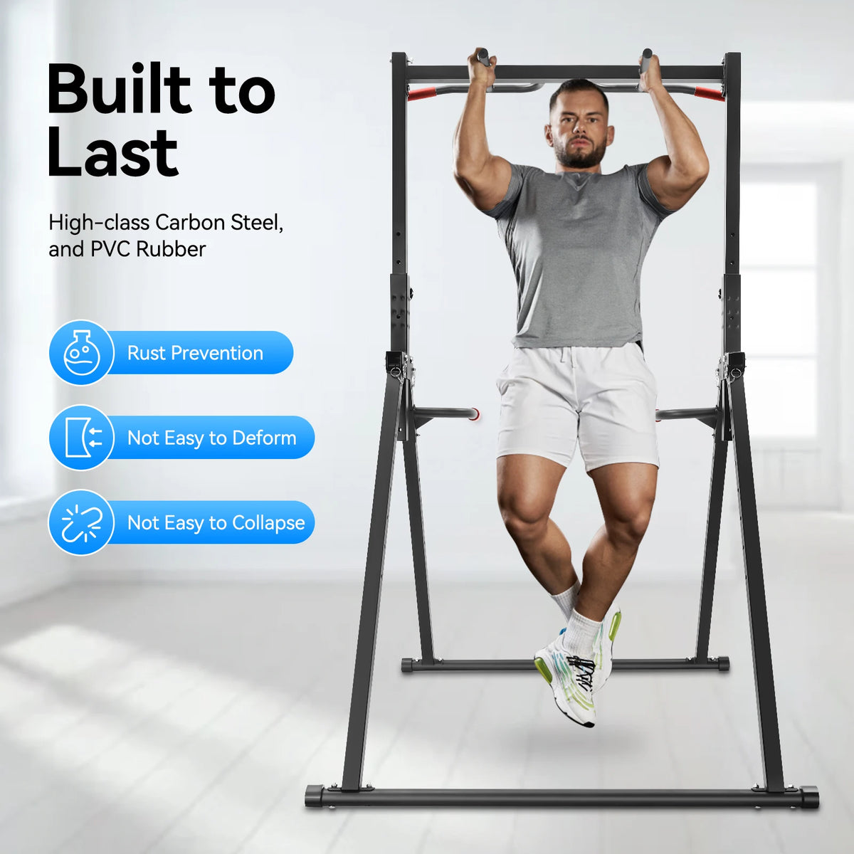 Adjustable Foldable Pull Up Bar Home Gym Strength Training Station