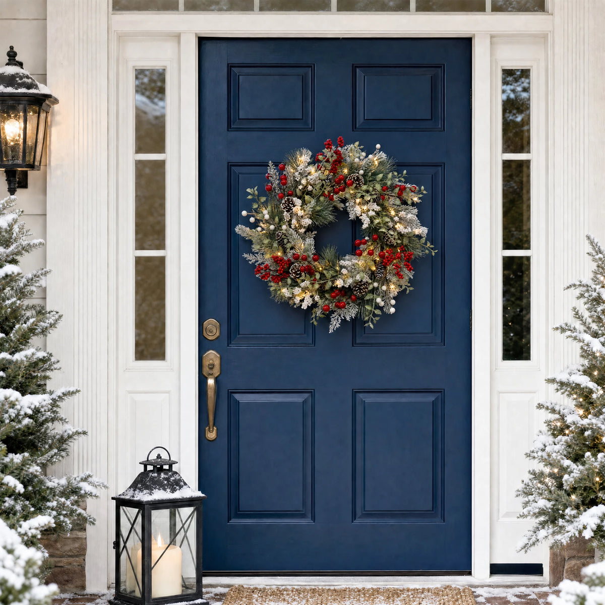 GAOMON Pre Lit Christmas Wreath With LED Lights And Timer