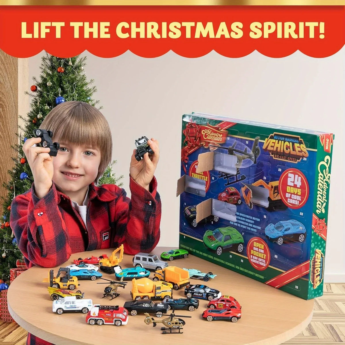 Joyfy Christmas Vehicle Advent Calendar With 24 Die Cast Cars
