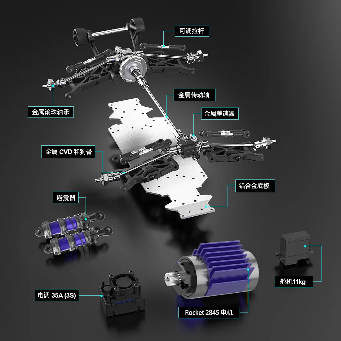JIUSI PT14R V3 Brushless 4WD Off Road RC Racing Truck